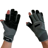 Black Navis sailing glove with Velcro closure, reinforced palm, and open fingertips